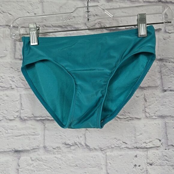 Justice Girls Teal Hibiscus Tiered Ruffle Tankini 2pc Set Swimsuit Bathing Suit - Picture 8 of 10